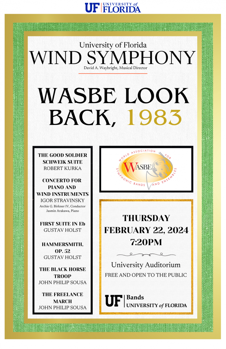 UF Wind Symphony Concert: Wasbe Look Back 1983 HR Calendar UF Wind Symphony Concert: Wasbe Look Back 1983 HR Calendar